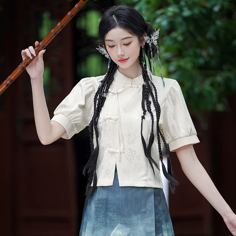 新中式国风盘扣连衣裙子少女夏装2026新款初中高中学生马面裙套装